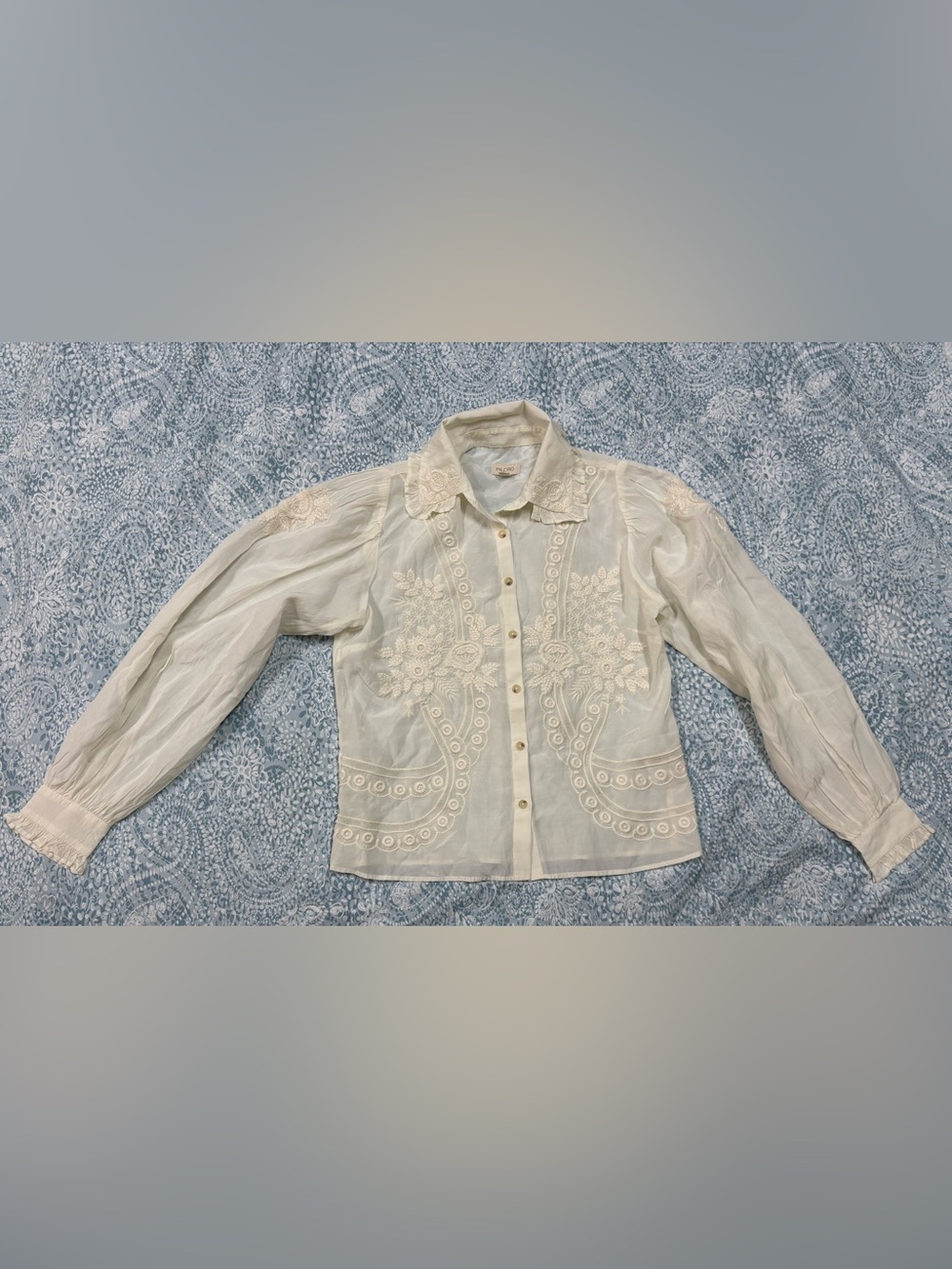 Pilcro White Embroidered Button-Down Blouse - Picture 3 of 13